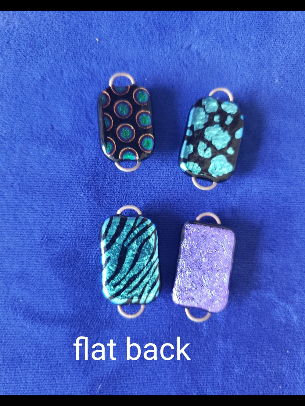 Handmade Dichroic Glass Connectors in Teal & Purple - Picture 2 of 9